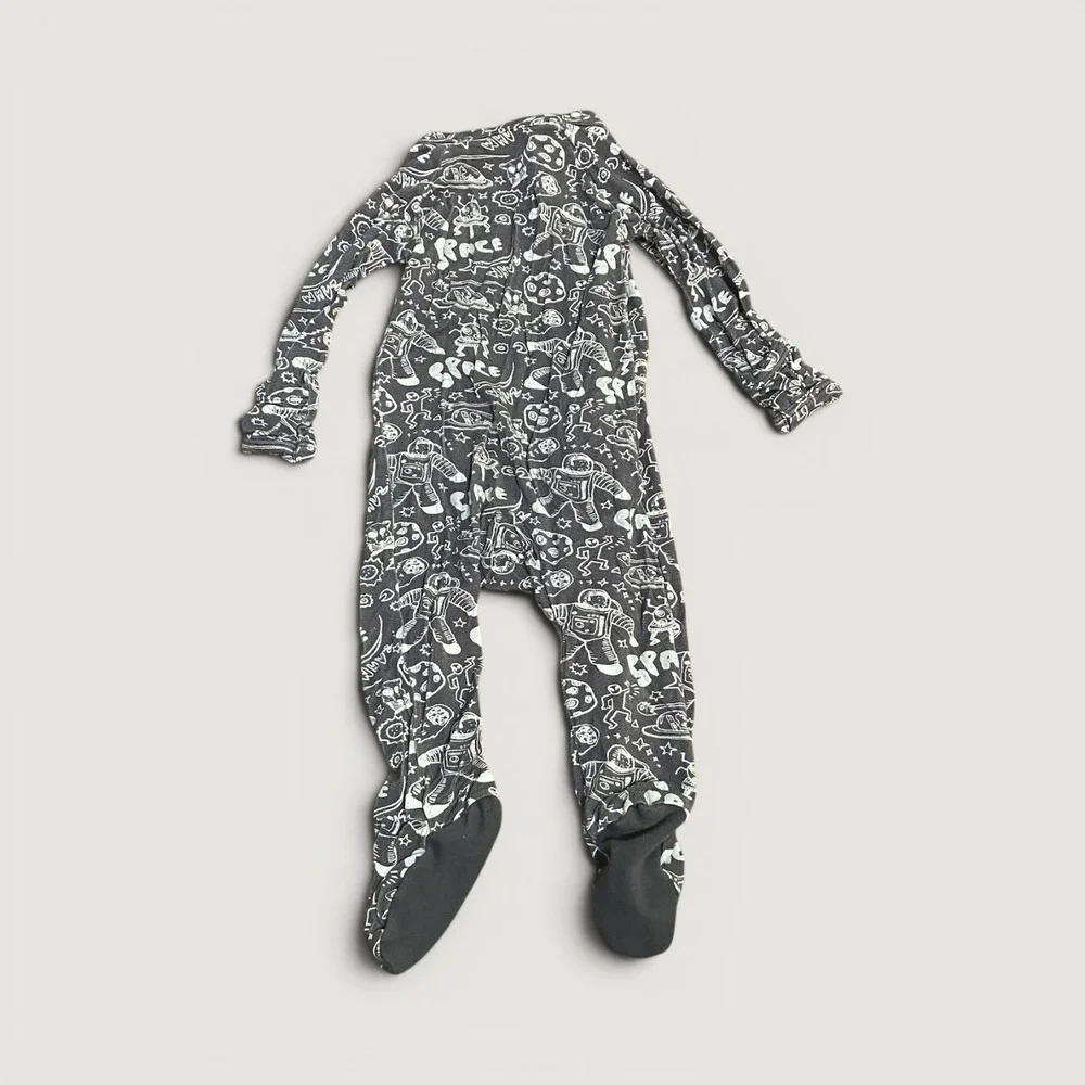 Bestaroo Bamboo Baby Boy Gray Space Footie Pajamas Zip Sleeper Bodysuit Newborn